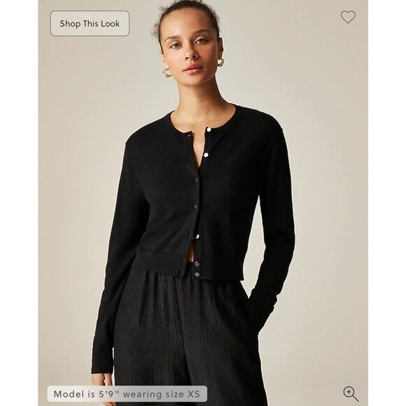 J. Crew Featherweight Cashmere Cardigan in Black NWT Size Medium - Picture 1 of 8